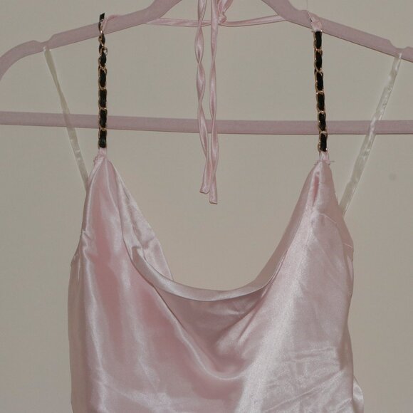 LIGHT PINK SATIN HALTER - Picture 10 of 11